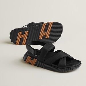 HERMES | Blended Fabrics Street Style Plain Leather Sport Sandals Size 11